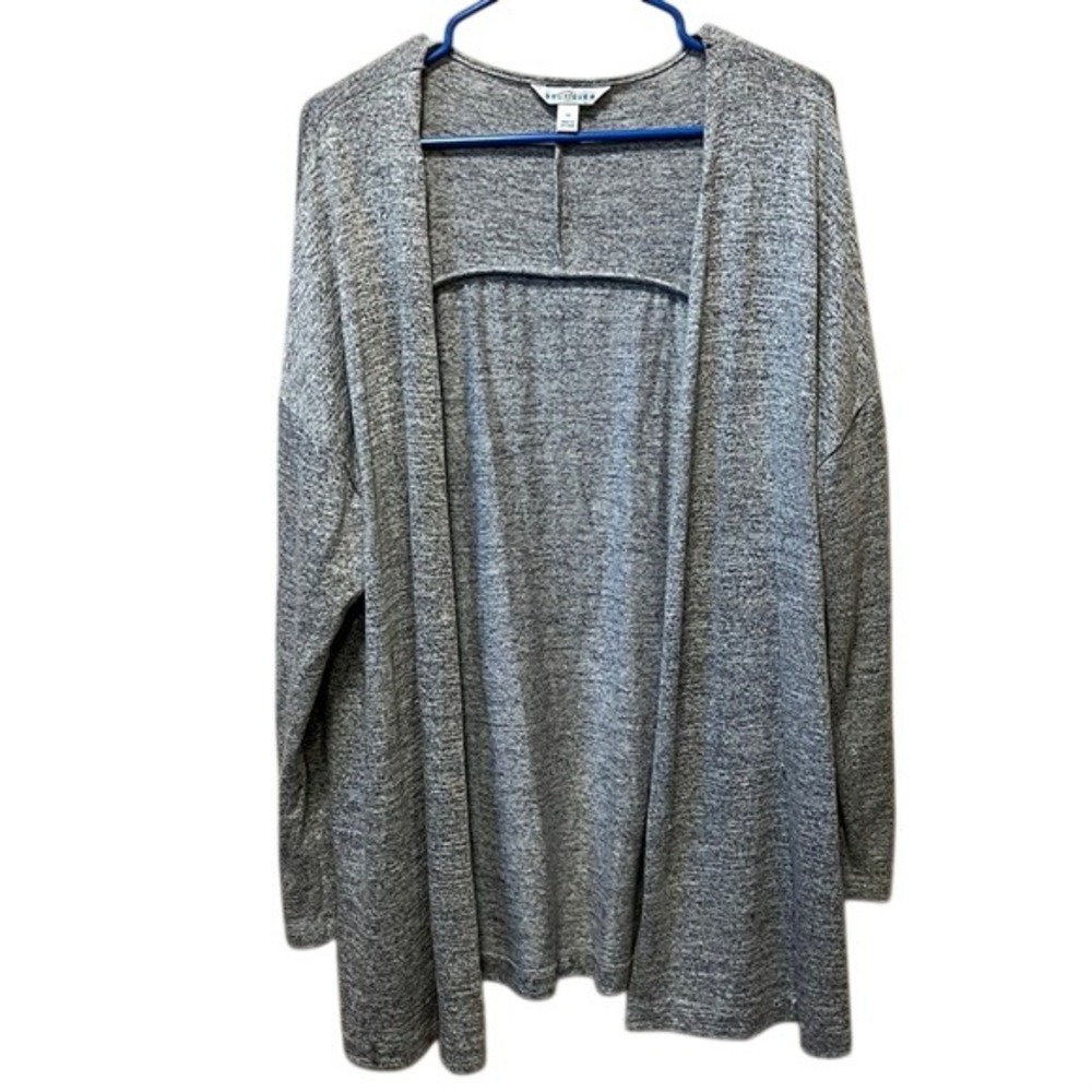 Boutique Womens Heather Grey Marled Open Front Long Sleeve Cardigan Size M‎